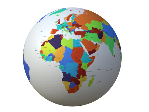 Pa&iacute;ses de la Tierra con nombres Globo Modelo 3D