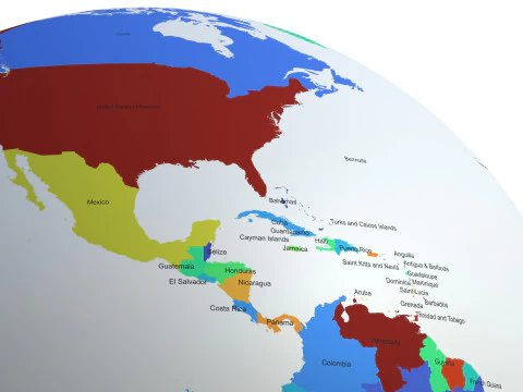 Pa&iacute;ses de la Tierra con nombres Globo Modelo 3D