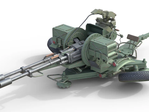 ZU 23 2 Towed 23 mm anti-aircraft twin autocannon 3D Model