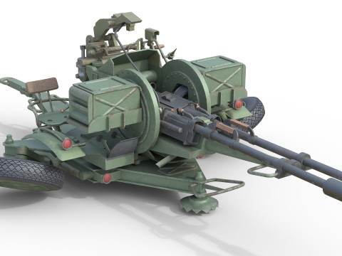 ZU 23 2 Towed 23 mm anti-aircraft twin autocannon 3D Model