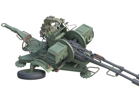 ZU 23 2 Towed 23 mm anti-aircraft twin autocannon 3D Model