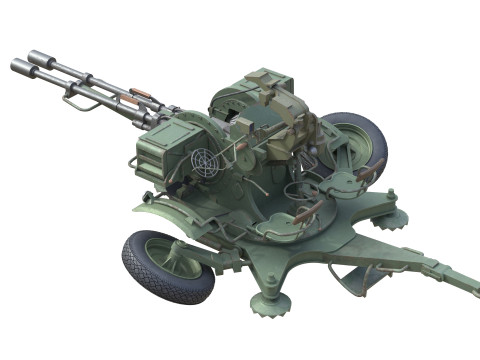 ZU 23 2 Towed 23 mm anti-aircraft twin autocannon 3D Model