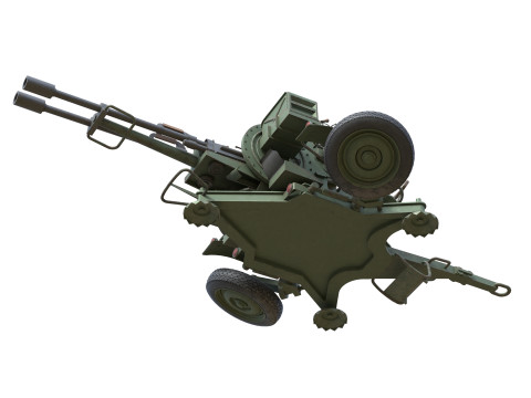 ZU 23 2 Towed 23 mm anti-aircraft twin autocannon 3D Model