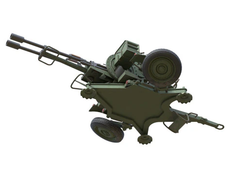 ZU 23 2 Towed 23 mm anti-aircraft twin autocannon 3D Model