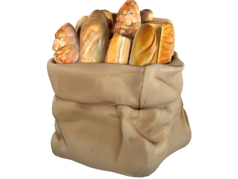 Bakery Bag with breads 3D Model