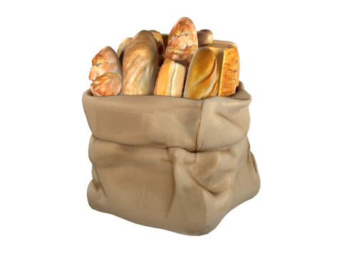 Bakery Bag with breads 3D Model