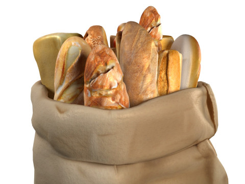 Bakery Bag with breads 3D Model
