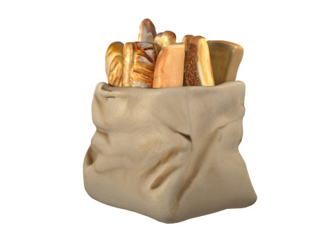 Bakery Bag with breads 3D Model