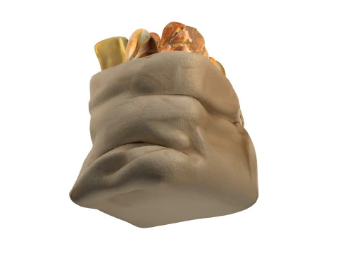 Sacola de padaria com p&atilde;es Modelo 3D