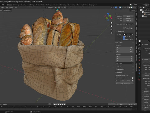 Bakery Bag with breads 3D Model