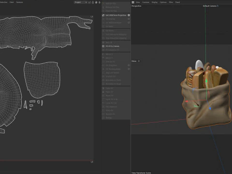 Sacola de padaria com p&atilde;es Modelo 3D