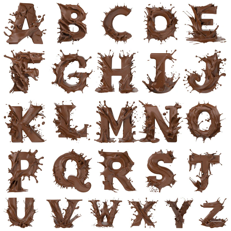 Chocolate splash A to Z callection 3D Model .c4d .max .obj .3ds .fbx .stl .blend 