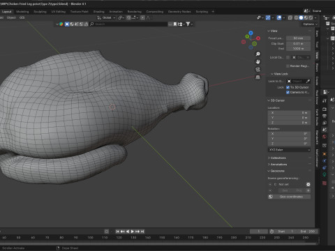 Chicken Fried Leg Piece v2 Model 3D