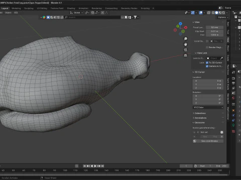 Chicken Fried Leg Piece v2 3D Model