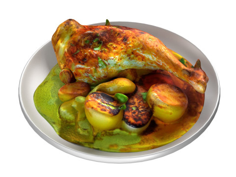 Chicken Leg egg curry 3D Model