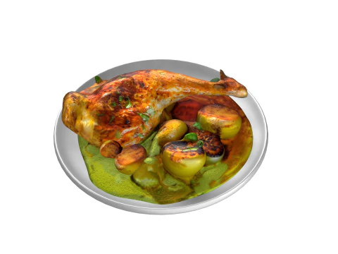 Chicken Leg egg curry 3D Model
