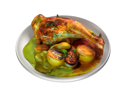 Chicken Leg egg curry 3D Model