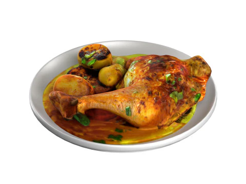 Chicken Leg egg curry 3D Model