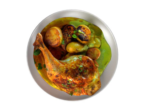 Chicken Leg egg curry 3D Model