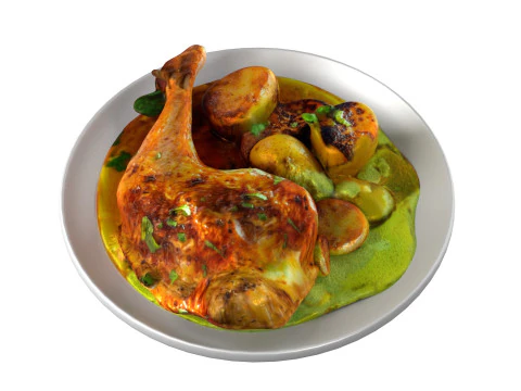 Chicken Leg egg curry 3D Model