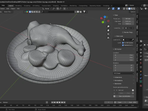 Chicken Leg egg curry 3D Model