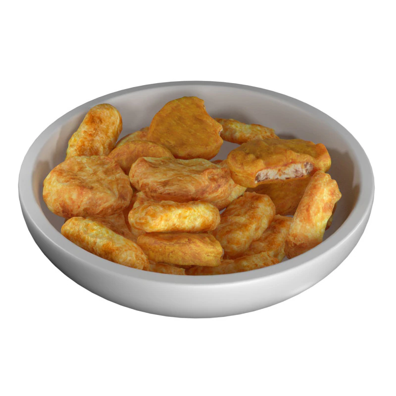 Chicken Nuggets bowl 3D Model .c4d .max .obj .3ds .fbx .stl .blend