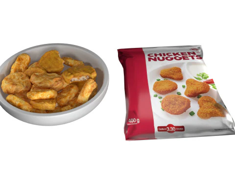Pacote de tigela de nuggets de frango Modelo 3D