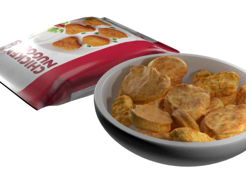 Pacote de tigela de nuggets de frango Modelo 3D