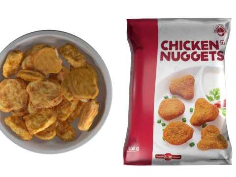 Pacote de tigela de nuggets de frango Modelo 3D
