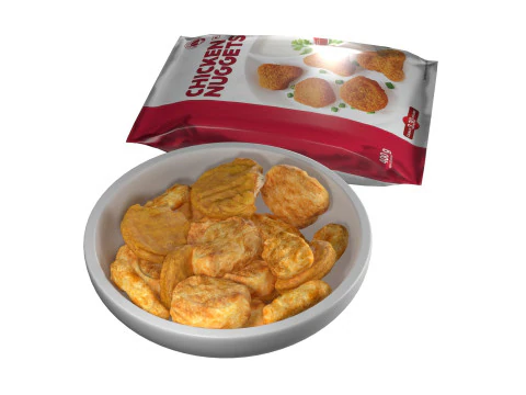 Pacote de tigela de nuggets de frango Modelo 3D