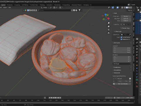Pacote de tigela de nuggets de frango Modelo 3D