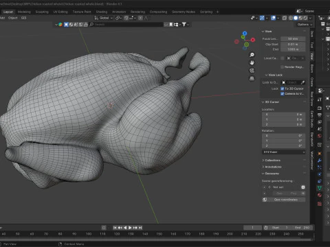 Chicken roasted whole 3D Model
