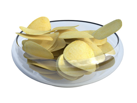 Schüssel mit Kartoffelchips 3D Modell