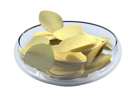 Schüssel mit Kartoffelchips 3D Modell