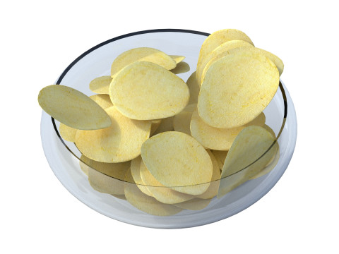 Schüssel mit Kartoffelchips 3D Modell