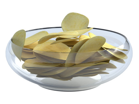 Schüssel mit Kartoffelchips 3D Modell