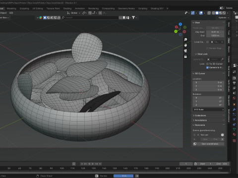 Schüssel mit Kartoffelchips 3D Modell