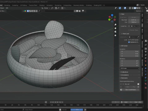 Potato Chips bowl 3D Model
