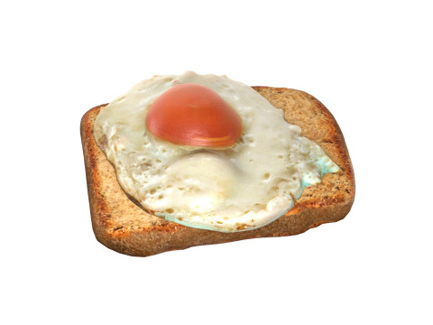 Fried egg with bread 3D Model