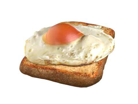 Fried egg with bread 3D Model