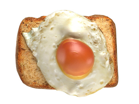 Fried egg with bread 3D Model