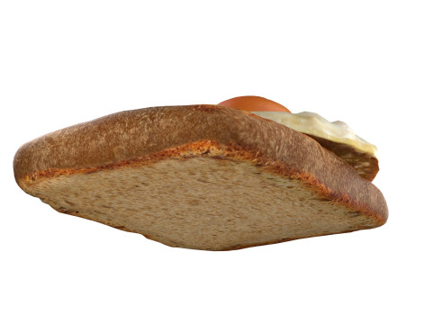 Fried egg with bread 3D Model