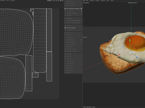 Fried egg with bread 3D Model