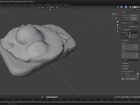 Fried egg with bread 3D Model