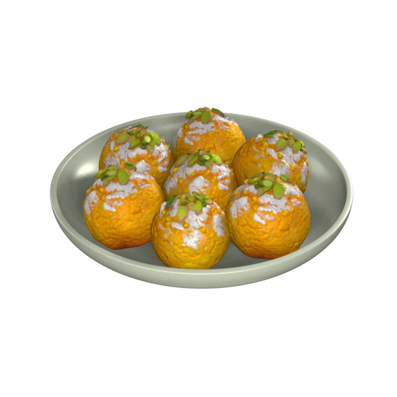 Laddu Motichoor 3D Model .c4d .max .obj .3ds .fbx .stl .blend 