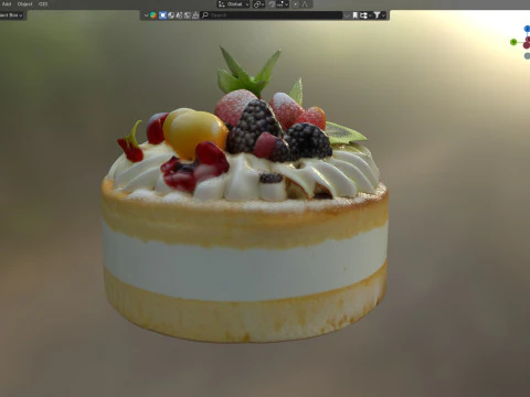 Bolo De Frutas Modelo 3D