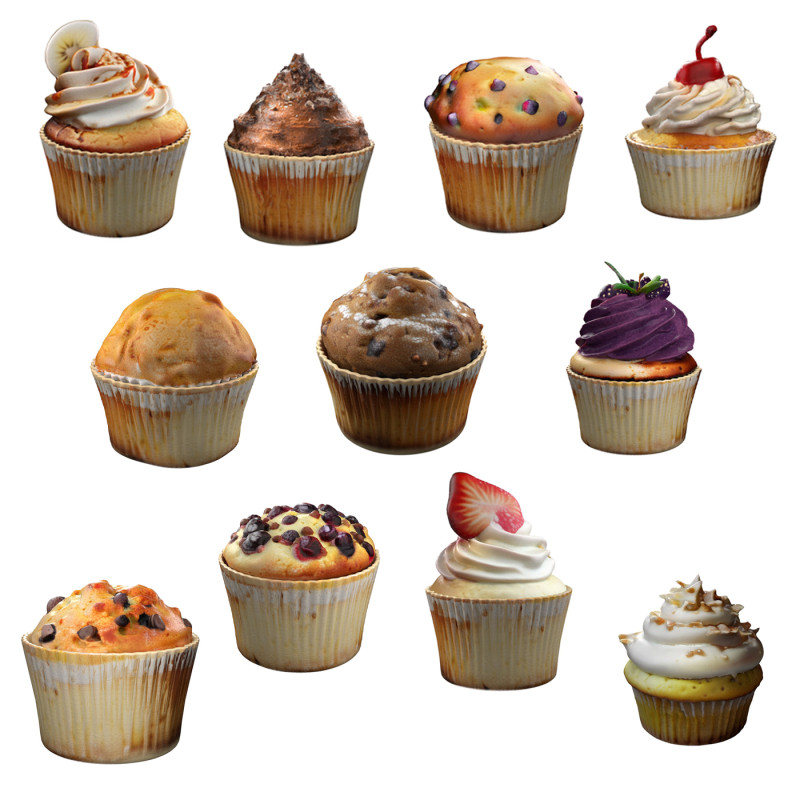 Muffin collection 2 3D Model .c4d .max .obj .3ds .fbx .stl .blend