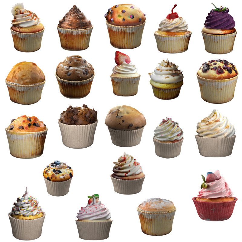Muffins collection 3 3D 모델 .c4d .max .obj .3ds .fbx .stl .blend