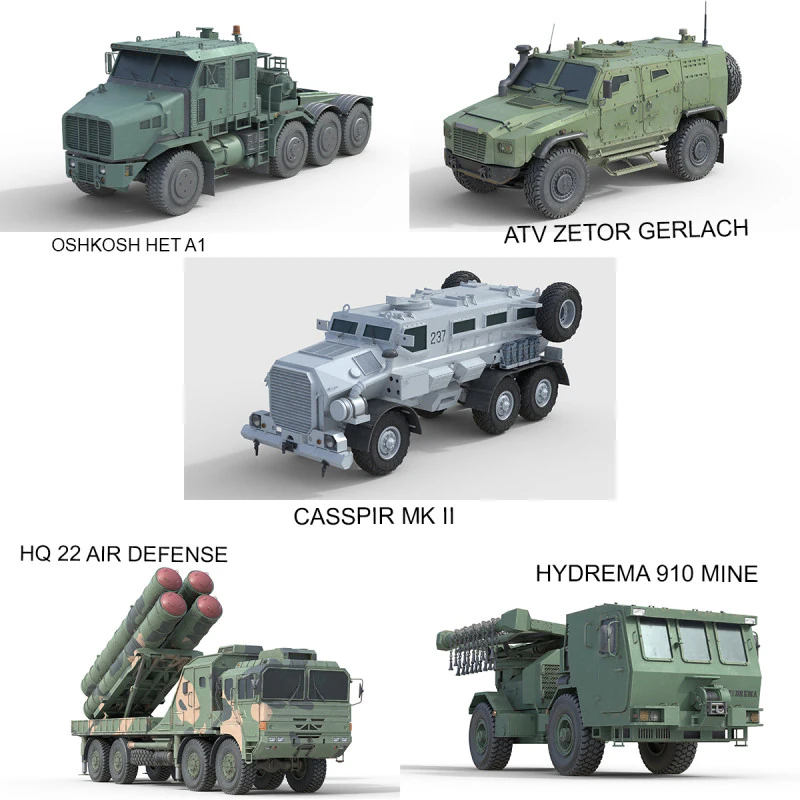5 Military Vehicles Collection V31 3D Model .c4d .max .obj .3ds .fbx .stl .blend