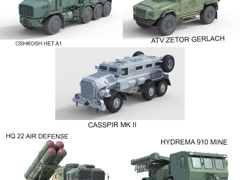 5 Military Vehicles Collection V31 3D Модель